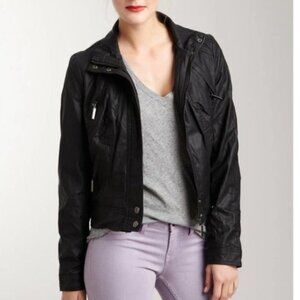 VERTIGO PARIS Women Black Faux Leather Bomber Jacket Size XS VT31138 NWT